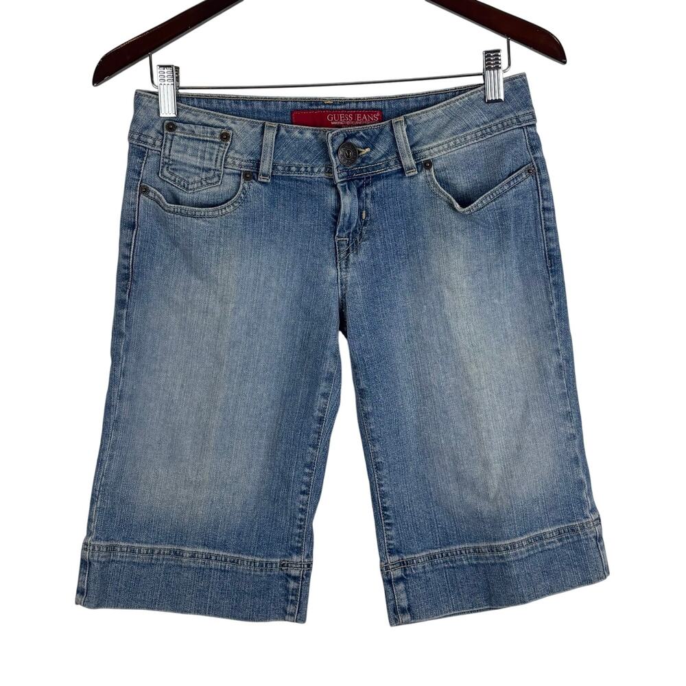 Guess Jean Shorts Jorts Low Rise Bermuda Light Wash Denim Vintage Y2K Women’s 28